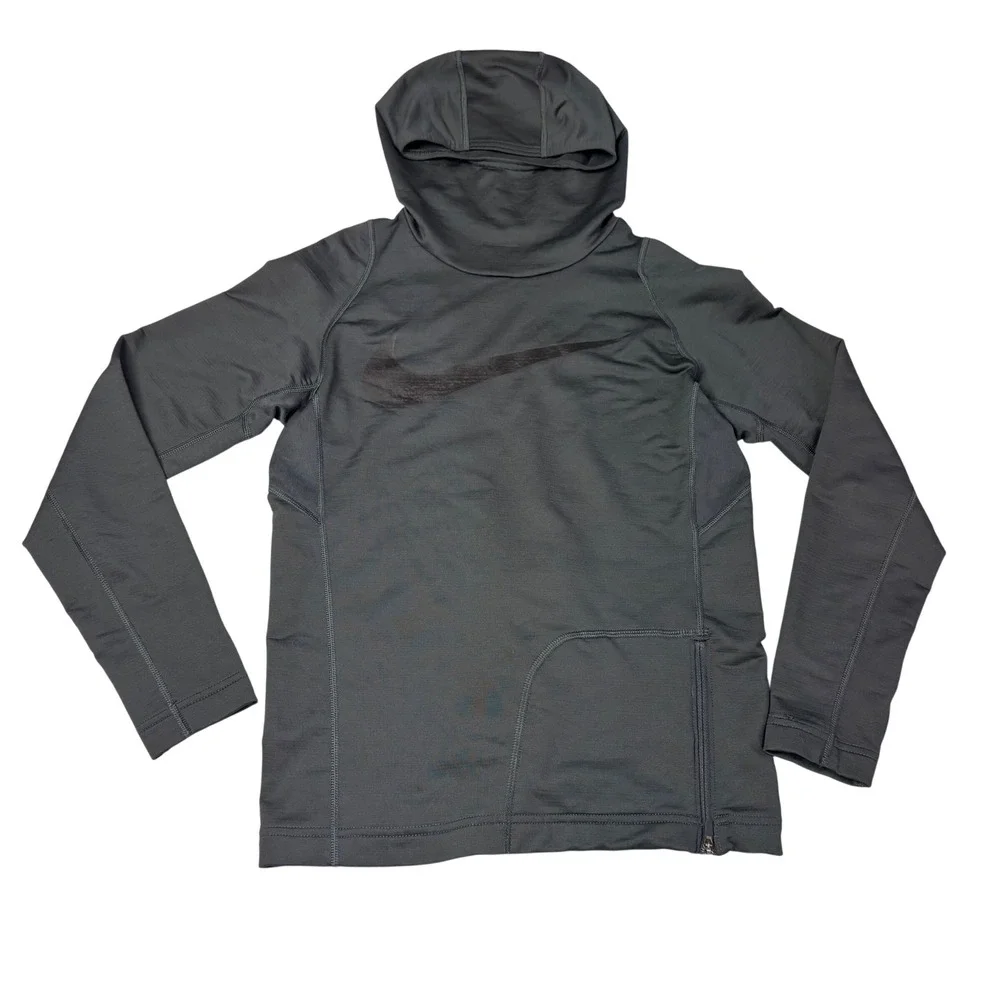 Nike Pro Hyperwarm Fitted Long Sleeve Hoodie Kids L Dark Gray